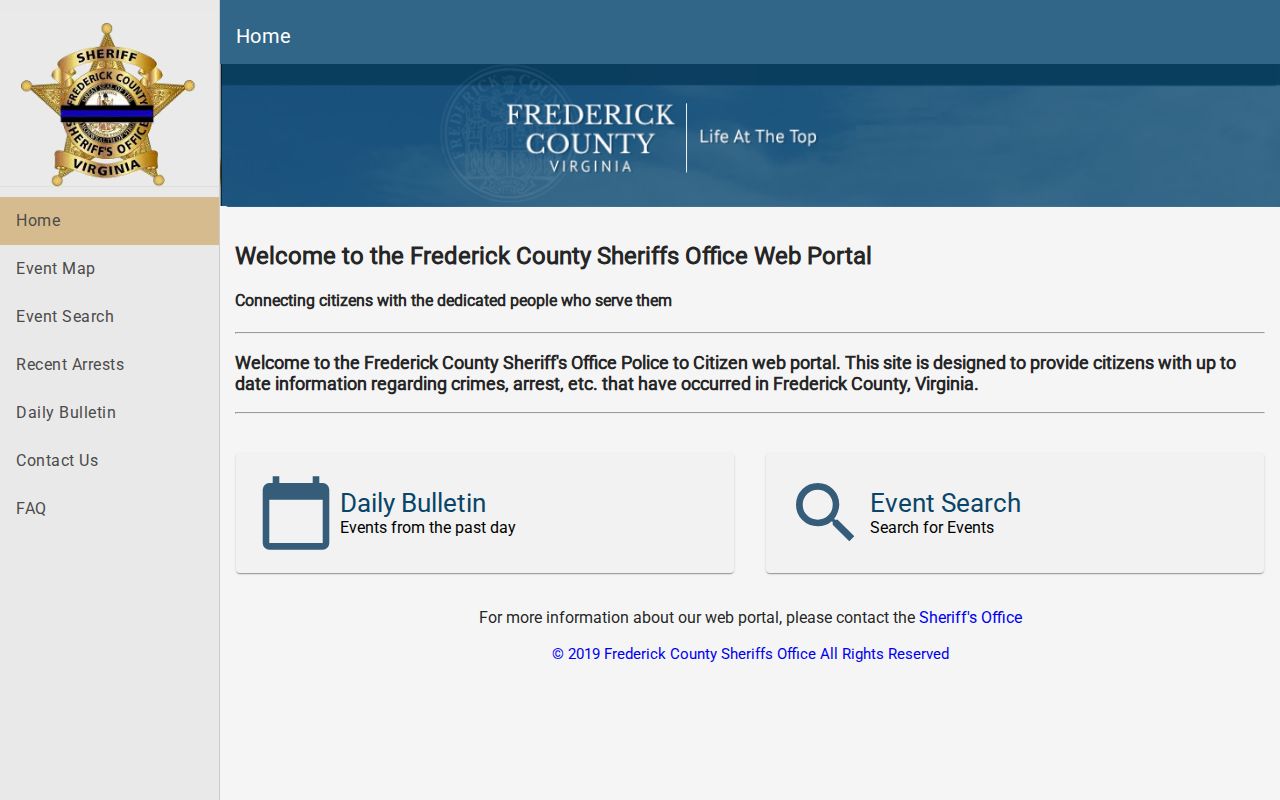 Frederick County arrest history Police-to-Citizen portal