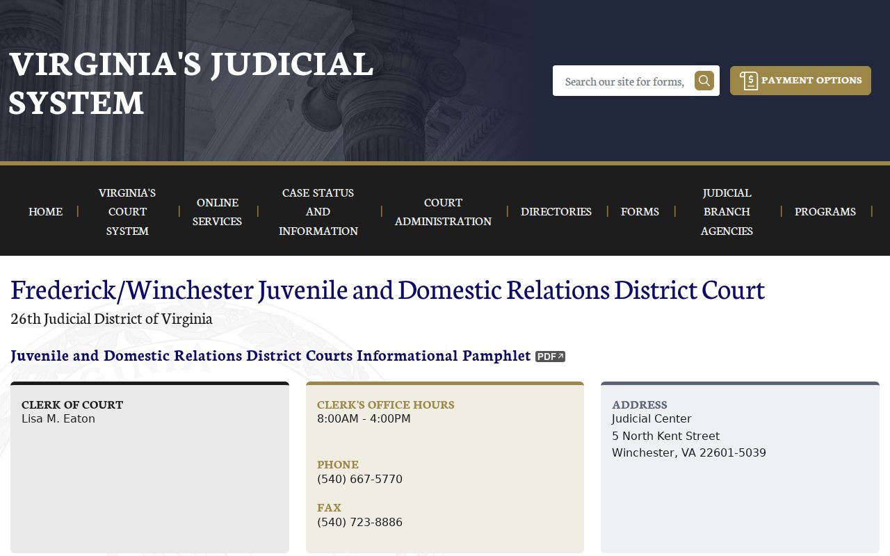 Frederick County criminal court information for JDR Court