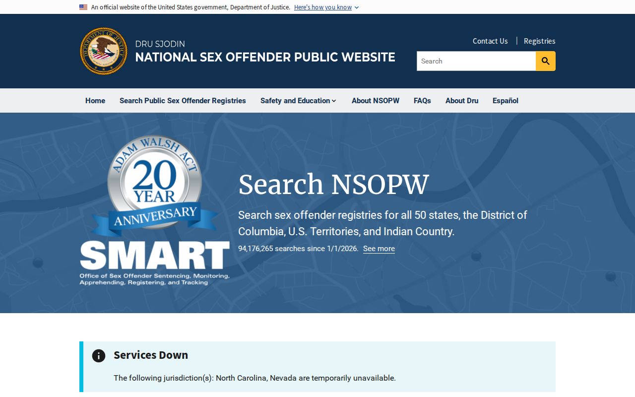 National search layer for a Frederick County sex offender check