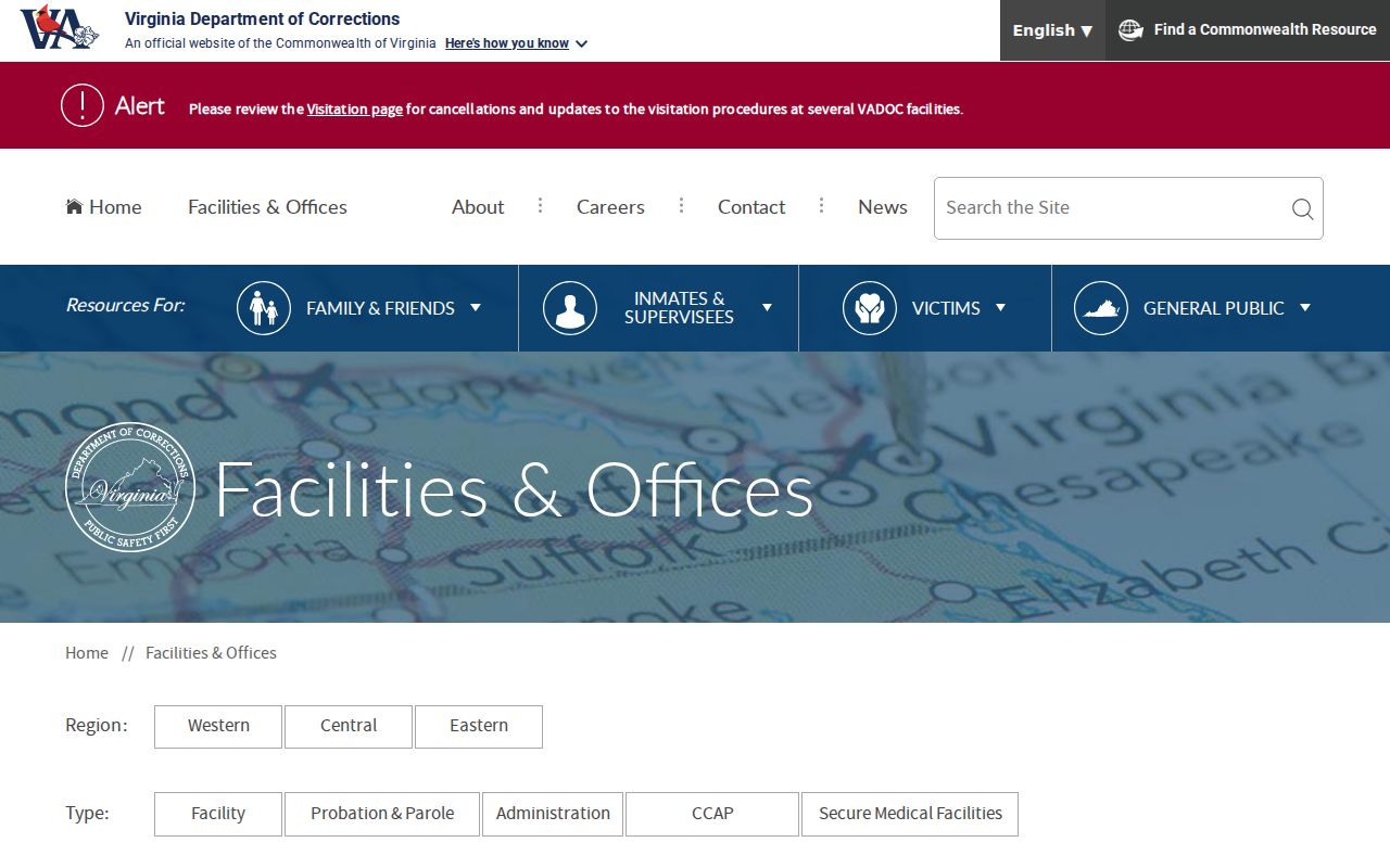 Frederick County criminal custody records VADOC offices